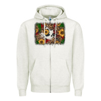 Distressed Christmas Sunflowers Leopard Cowhide Background Zipper Hoodie | Teevron