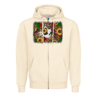 Sandshell distressed christmas sunflowers leopard cowhide background Zipper Hoodie - Jasminsmagicworld