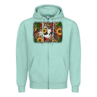 Seafoam distressed christmas sunflowers leopard cowhide background Zipper Hoodie - Jasminsmagicworld