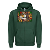 Sports Green distressed christmas sunflowers leopard cowhide background Zipper Hoodie - Jasminsmagicworld
