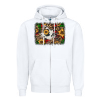 White distressed christmas sunflowers leopard cowhide background Zipper Hoodie - Jasminsmagicworld