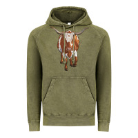 Vintage Olive longhorn cow Vintage Hoodie - RanaPortraitStore