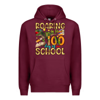 Burgundy roaring in to 100 day of school Premium Hoodie - Artiststas