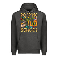 Charcoal Heather roaring in to 100 day of school Premium Hoodie - Artiststas