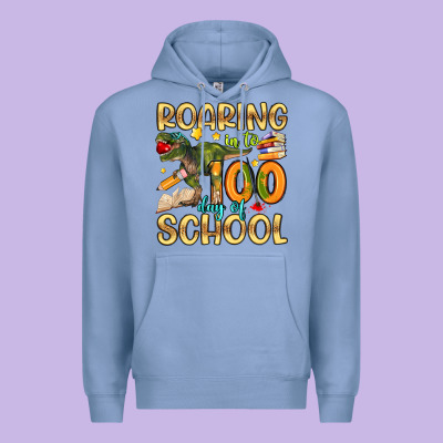 Roaring In To 100 Day Of School Premium Hoodie Designed By Artiststas
