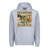 Heather Grey roaring in to 100 day of school Premium Hoodie - Artiststas