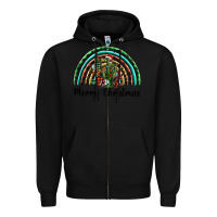 Black merry christmas cactus rainbow Zipper Hoodie - BarkalooDesign