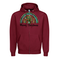 Burgundy merry christmas cactus rainbow Zipper Hoodie - BarkalooDesign