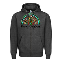 Charcoal Heather merry christmas cactus rainbow Zipper Hoodie - BarkalooDesign