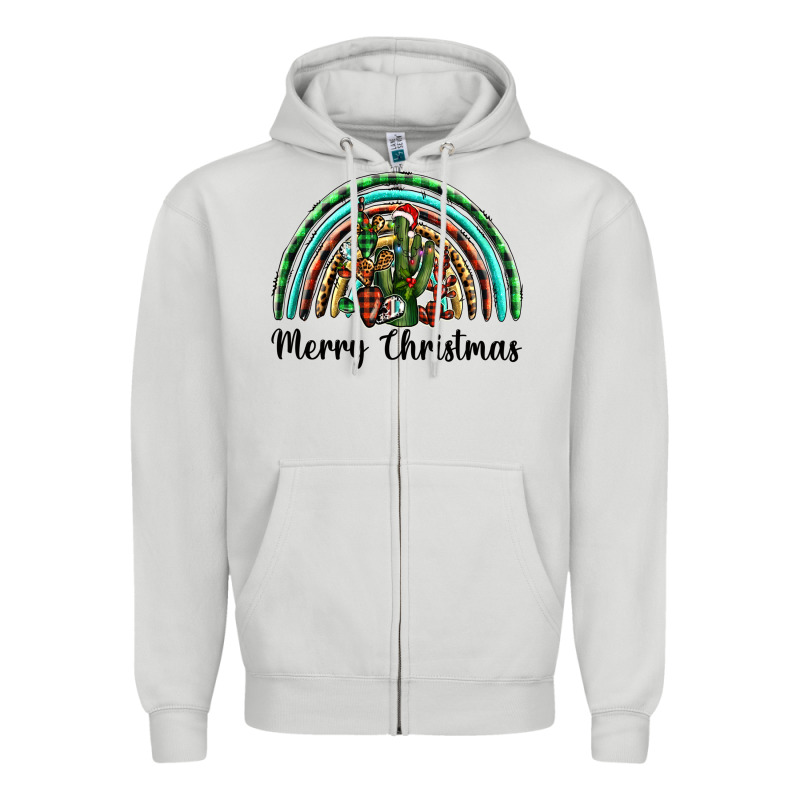 Merry Christmas Cactus Rainbow Zipper Hoodie by BarkalooDesign | Teevron