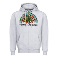 Heather Grey merry christmas cactus rainbow Zipper Hoodie - BarkalooDesign