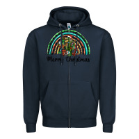 Navy merry christmas cactus rainbow Zipper Hoodie - BarkalooDesign