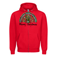 Red merry christmas cactus rainbow Zipper Hoodie - BarkalooDesign