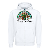White merry christmas cactus rainbow Zipper Hoodie - BarkalooDesign