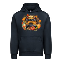 Navy Fall School Bus Urban Hoodie - texasbilliewilder