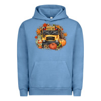 Pigment Pebble Blue Fall School Bus Urban Hoodie - texasbilliewilder