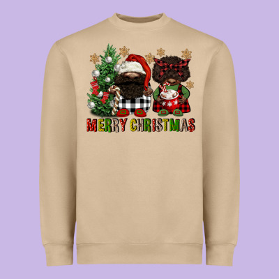 Merry Christmas Buffalo Afro Gnomies Heavyweight Sweatshirt Designed By Fadigitalartstudio