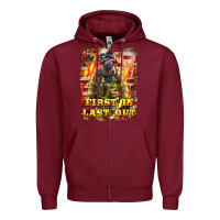 Burgundy First In last Out Firefighter Zipper Hoodie - LillyAllenDesigns