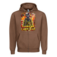 Chestnut First In last Out Firefighter Zipper Hoodie - LillyAllenDesigns
