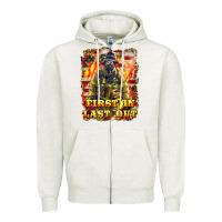 Oatmeal Heather First In last Out Firefighter Zipper Hoodie - LillyAllenDesigns