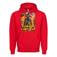 Red First In last Out Firefighter Zipper Hoodie - LillyAllenDesigns