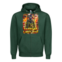 Sports Green First In last Out Firefighter Zipper Hoodie - LillyAllenDesigns
