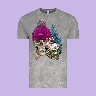 Winter Skeleton Skull Vintage Tee Designed By Fadigitalartstudio