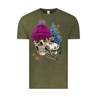 Vintage Olive winter skeleton skull Vintage Tee - FaDigitalArtStudio