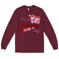 Burgundy happy valentines day Long Sleeve Tee - AdoDesignShop