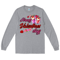 Heather Grey happy valentines day Long Sleeve Tee - AdoDesignShop