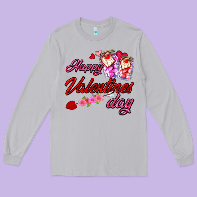 Happy Valentines Day Long Sleeve Tee Designed By Adodesignshop