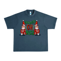 Midnight Navy Naughty or nice christmas elfs Urban Heavy Tee - FaDigitalArtStudio