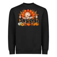 Black Thanksgiving Turkey Pumpkin Blessed Heavyweight Sweatshirt - CowhideDigitalArt