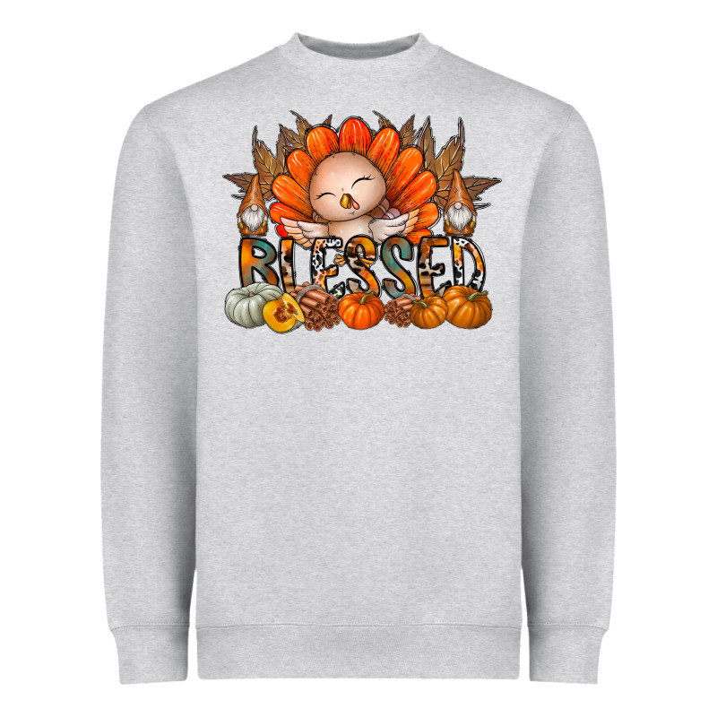 Thanksgiving Turkey Pumpkin Blessed Heavyweight Sweatshirt by CowhideDigitalArt | Teevron