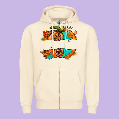 Custom Pumpkin Name Zipper Hoodie Designed By Nancycooperartshop