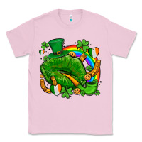 Bubblegum Pink st patricks lips with horseshoe rainbow and shamrocks Classic Tee - AdoDesignShop