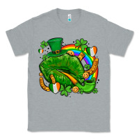 Heather Grey st patricks lips with horseshoe rainbow and shamrocks Classic Tee - AdoDesignShop