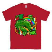 Red st patricks lips with horseshoe rainbow and shamrocks Classic Tee - AdoDesignShop