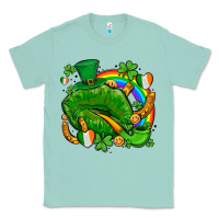 Seafoam st patricks lips with horseshoe rainbow and shamrocks Classic Tee - AdoDesignShop
