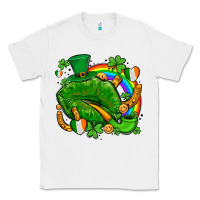 White st patricks lips with horseshoe rainbow and shamrocks Classic Tee - AdoDesignShop