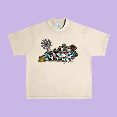 Ky Yall Western Urban Heavy Tee Designed By Cowhidedigitalart
