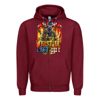 Burgundy First In last Out American Firefighter Zipper Hoodie - LillyAllenDesigns