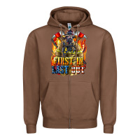 Chestnut First In last Out American Firefighter Zipper Hoodie - LillyAllenDesigns