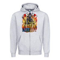 Heather Grey First In last Out American Firefighter Zipper Hoodie - LillyAllenDesigns