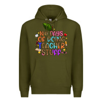 Army Green 100 days of doing teacher stuff Premium Hoodie - Artiststas