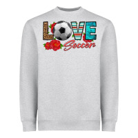 Heather Grey love soccer Heavyweight Sweatshirt - HRA Design Shop