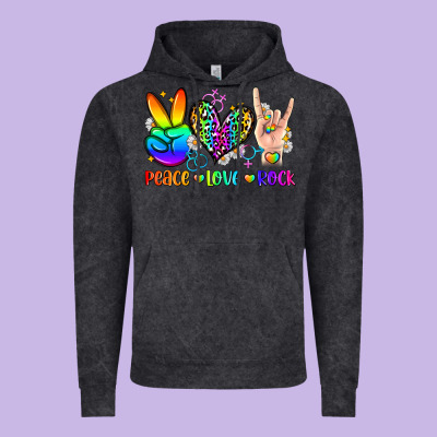 Peace Love Rock Vintage Hoodie Designed By Zillion Design Studio