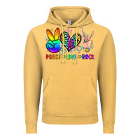 Vintage Mustard peace love rock Vintage Hoodie - Zillion Design Studio
