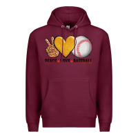 Burgundy peace love baseball Premium Hoodie - AdoDesignShop