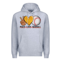 Heather Grey peace love baseball Premium Hoodie - AdoDesignShop